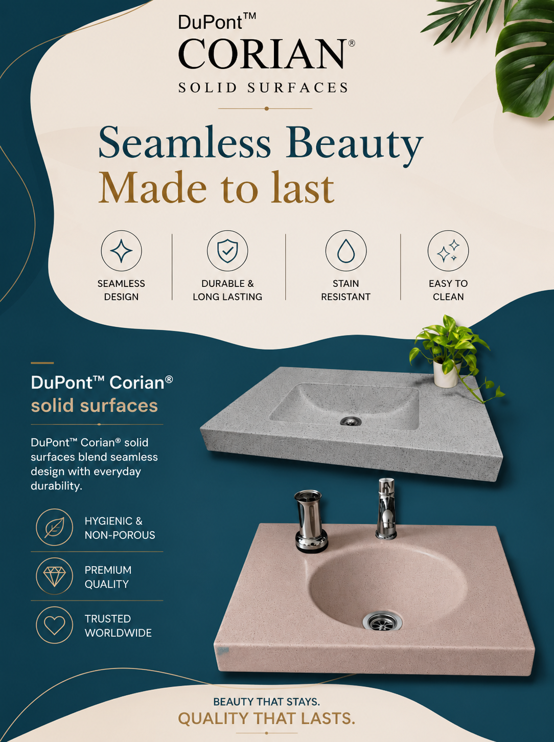 Elegant Corian Sink Modern Bathroom