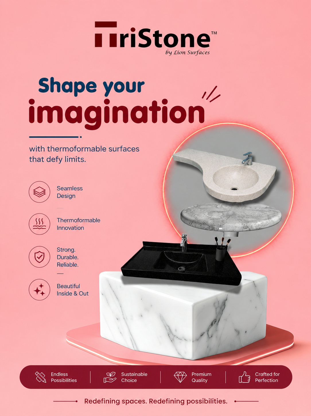 Hot Pressed Corian Basin Luxury